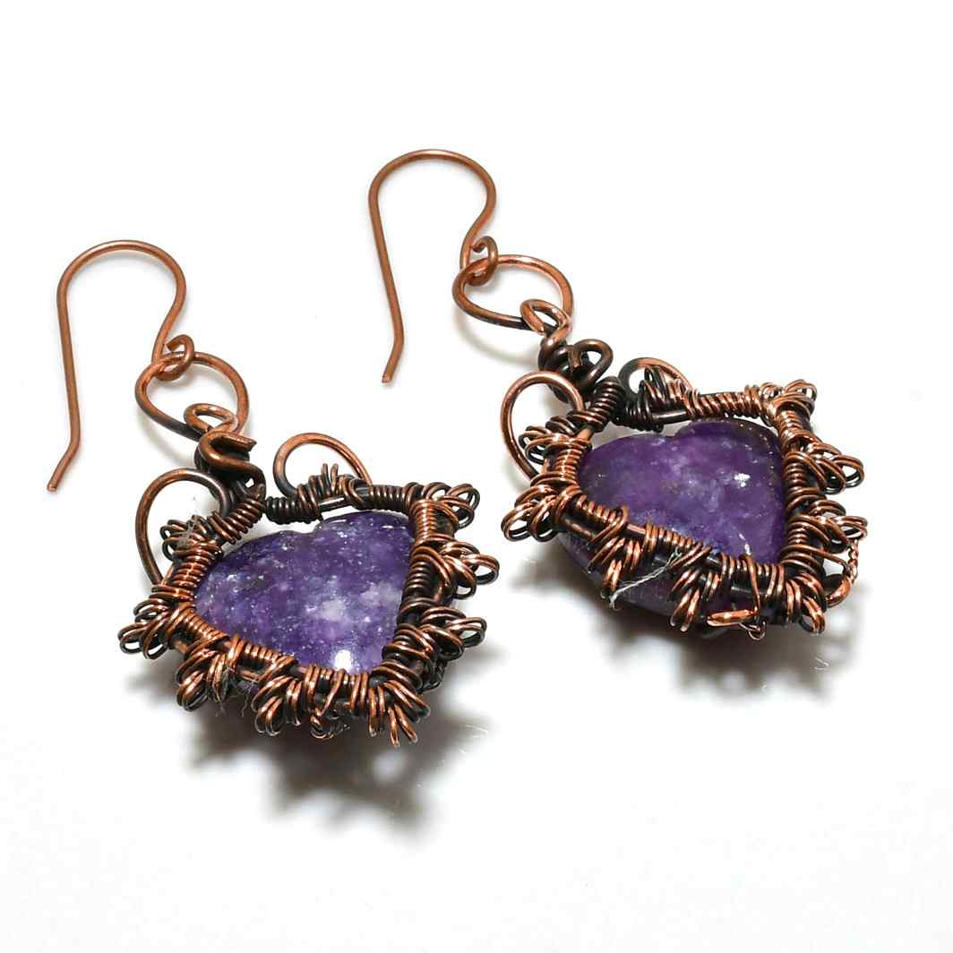 Ezra’s Veil – Amethyst Copper Earrings