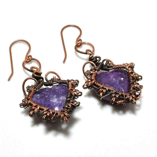 Ezra’s Veil – Amethyst Copper Earrings