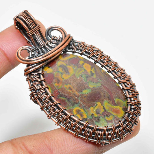 Gaia’s Embrace – Copper-Gemstone Pendant