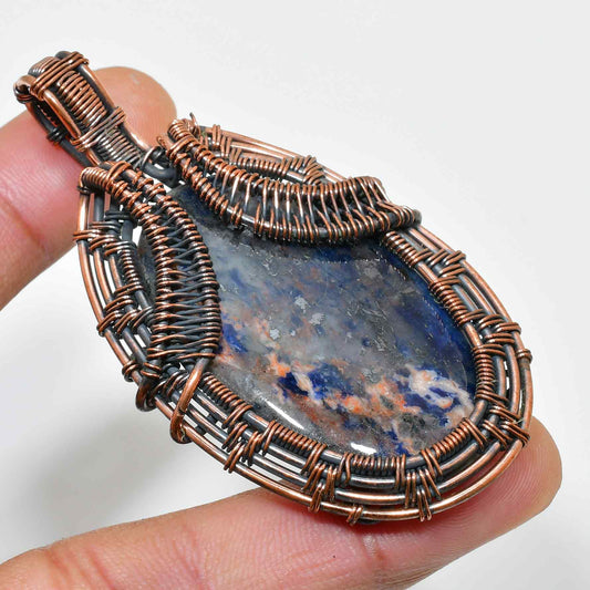 Celestial Harmony – Lapis Lazuli Wire-Wrapped Pendant