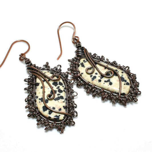 Spotlight Spark – Dalmatian Jasper Copper Earrings