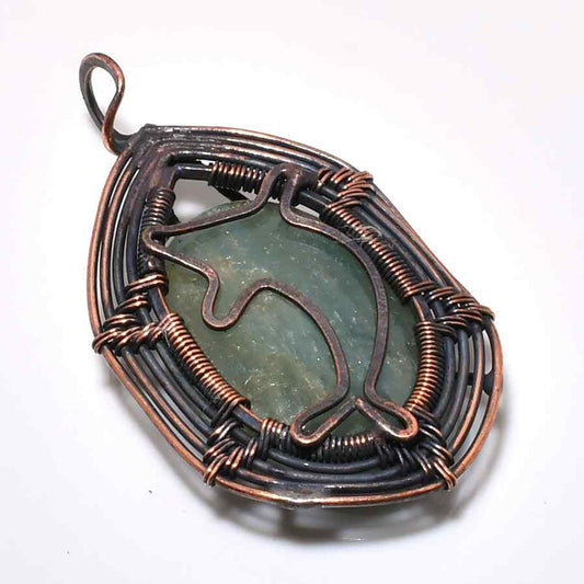 Ocean’s Harmony – Green Dolphin Copper Pendant