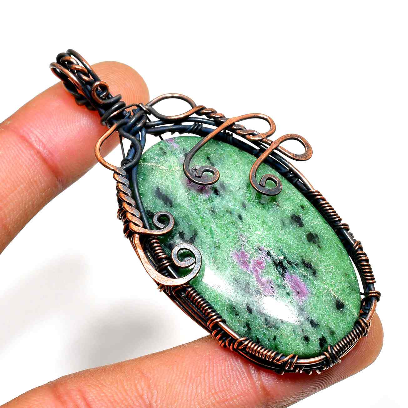 Ember Heart – Garnet Copper Pendant