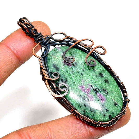 Ember Heart – Garnet Copper Pendant