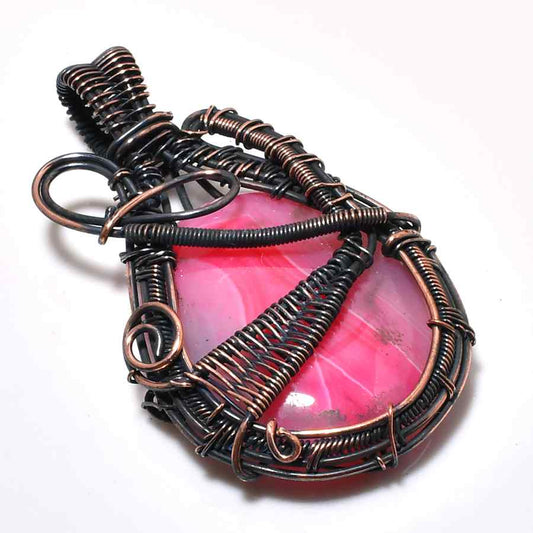 Aurora’s Blush – Pink Agate Copper Pendant