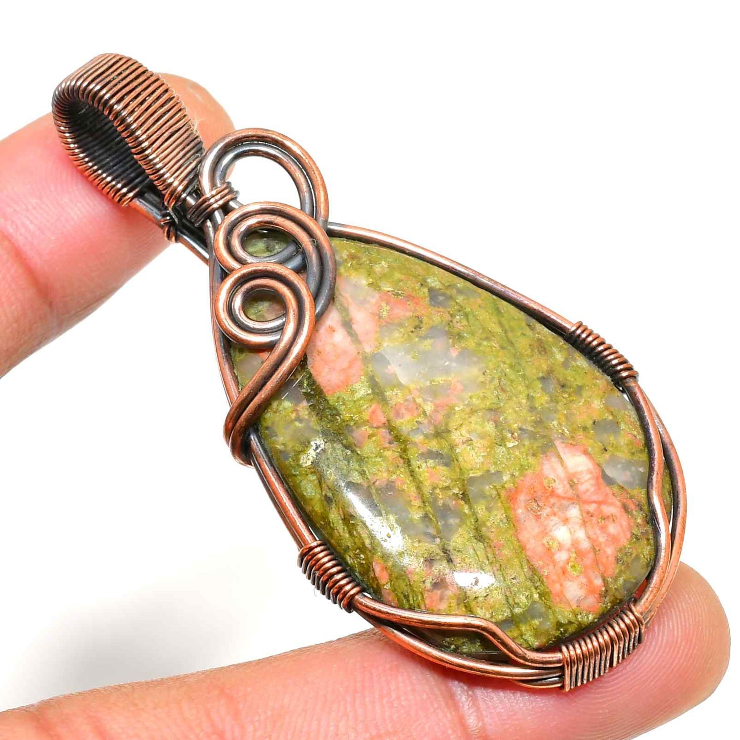 Gaia’s Embrace – Unakite Copper Pendant