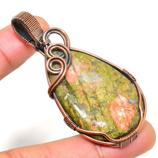 Gaia’s Embrace – Unakite Copper Pendant