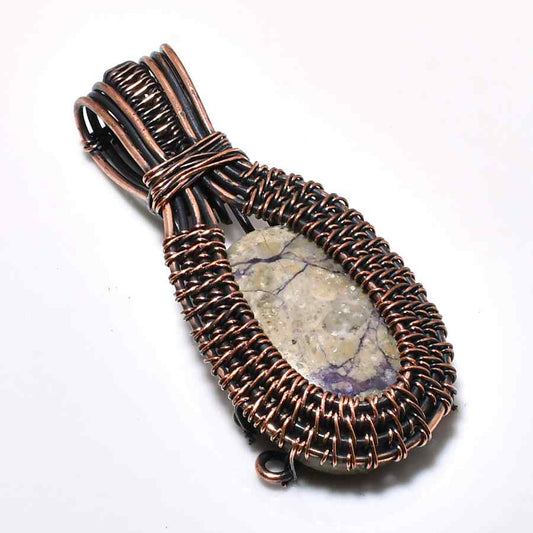 Gaia’s Halo – Copper-Wrapped Grounding Stone Pendant