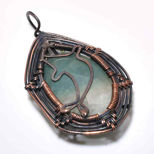 Elemental Serenade – Aquamarine & Dark Copper Pendant