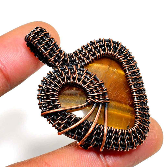 Golden Embrace – Blackened Copper Tiger’s Eye Pendant