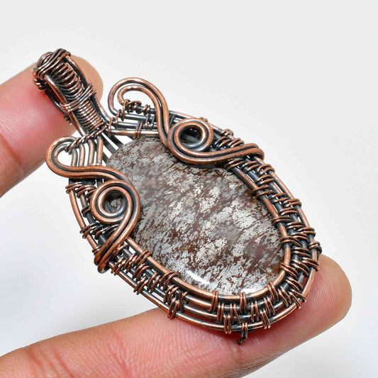 Earth’s Embrace – Copper-Wrapped Natural Stone Pendant