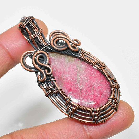Heart’s Embrace – Rhodochrosite Copper Pendant