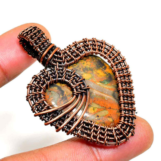 Mystic Heart – Antique Copper & Natural Stone Pendant