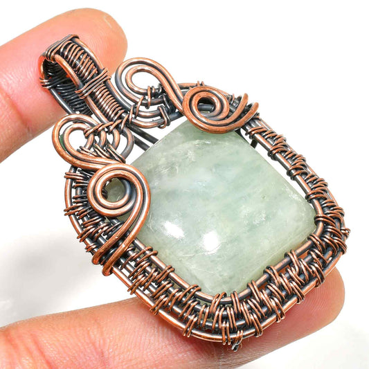 Ocean’s Whisper – Aquamarine Copper Pendant