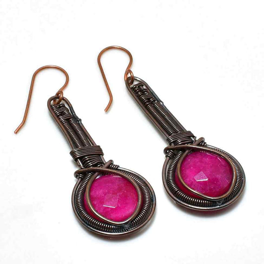 Luna’s Embrace – Rose Quartz Copper Earrings