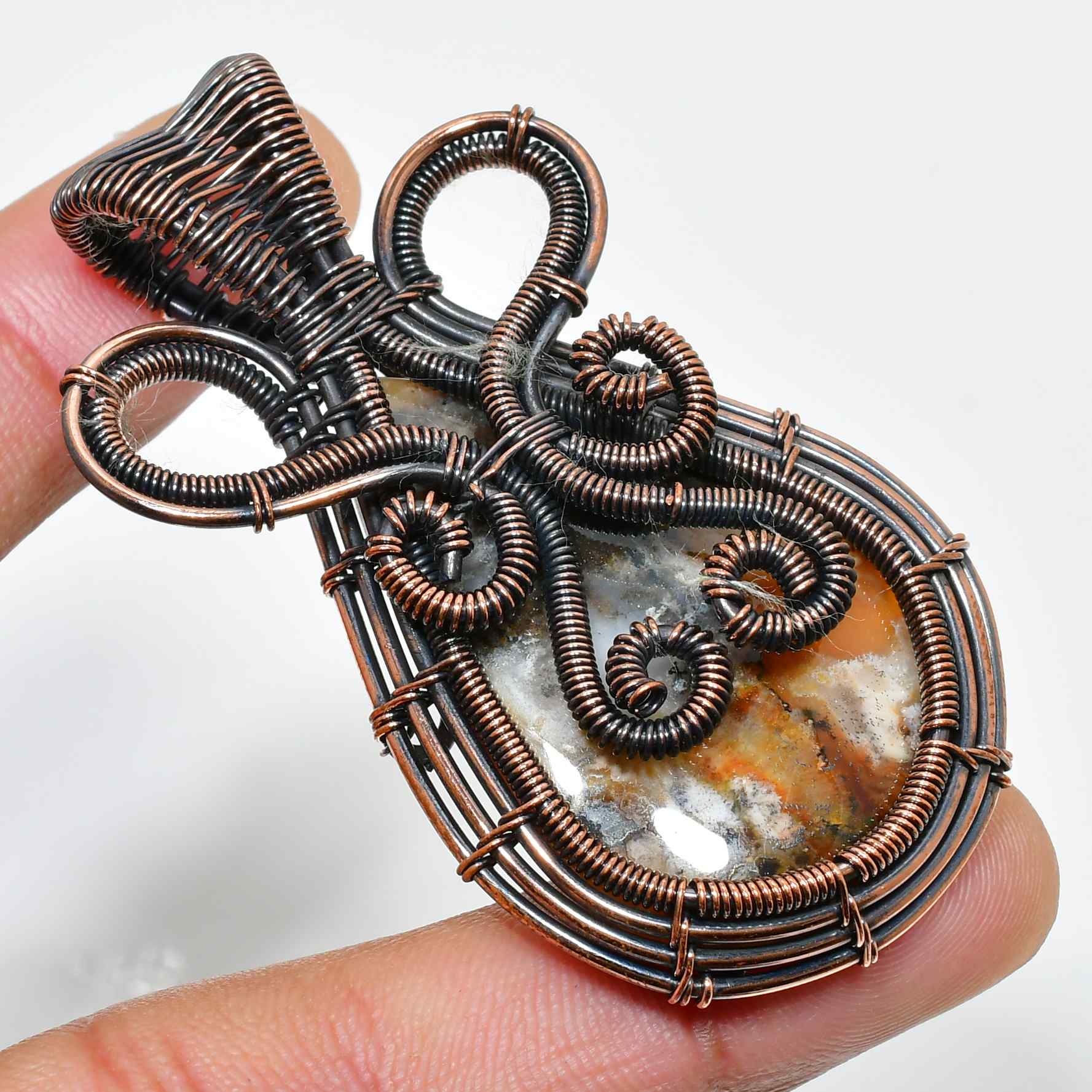 Terra’s Embrace – Copper-Wrapped Agate Pendant