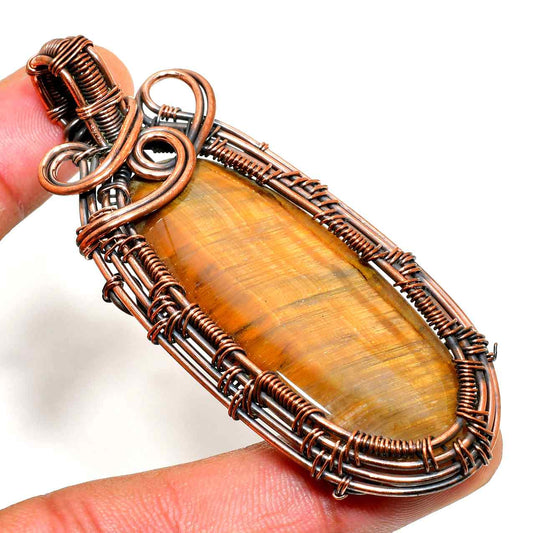 Ember’s Embrace – Tiger’s Eye Copper Pendant