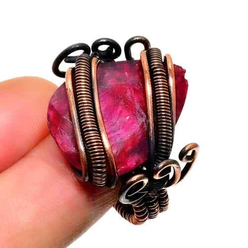 Ruby’s Embrace – Raw Ruby Copper Wire Ring