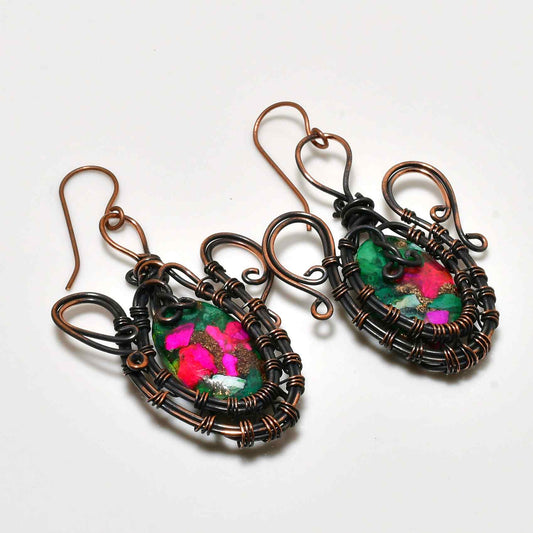 Aurora Song – Multicolor Gemstone Copper Earrings