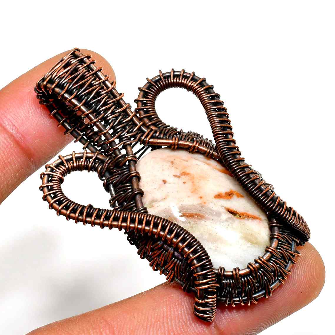 Terra’s Embrace – Natural Stone Copper Pendant