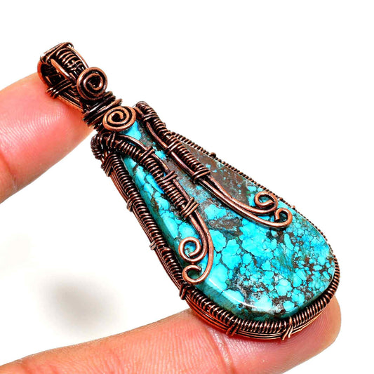 Tranquil Turquoise – Antique Copper Pendant