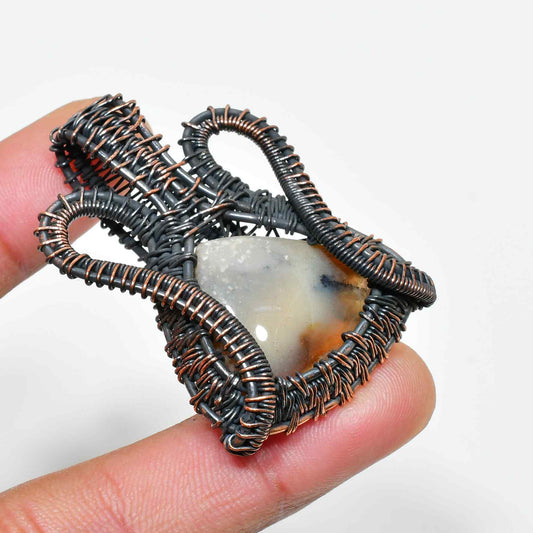 Gaia’s Embrace – Oxidized Copper Agate Pendant