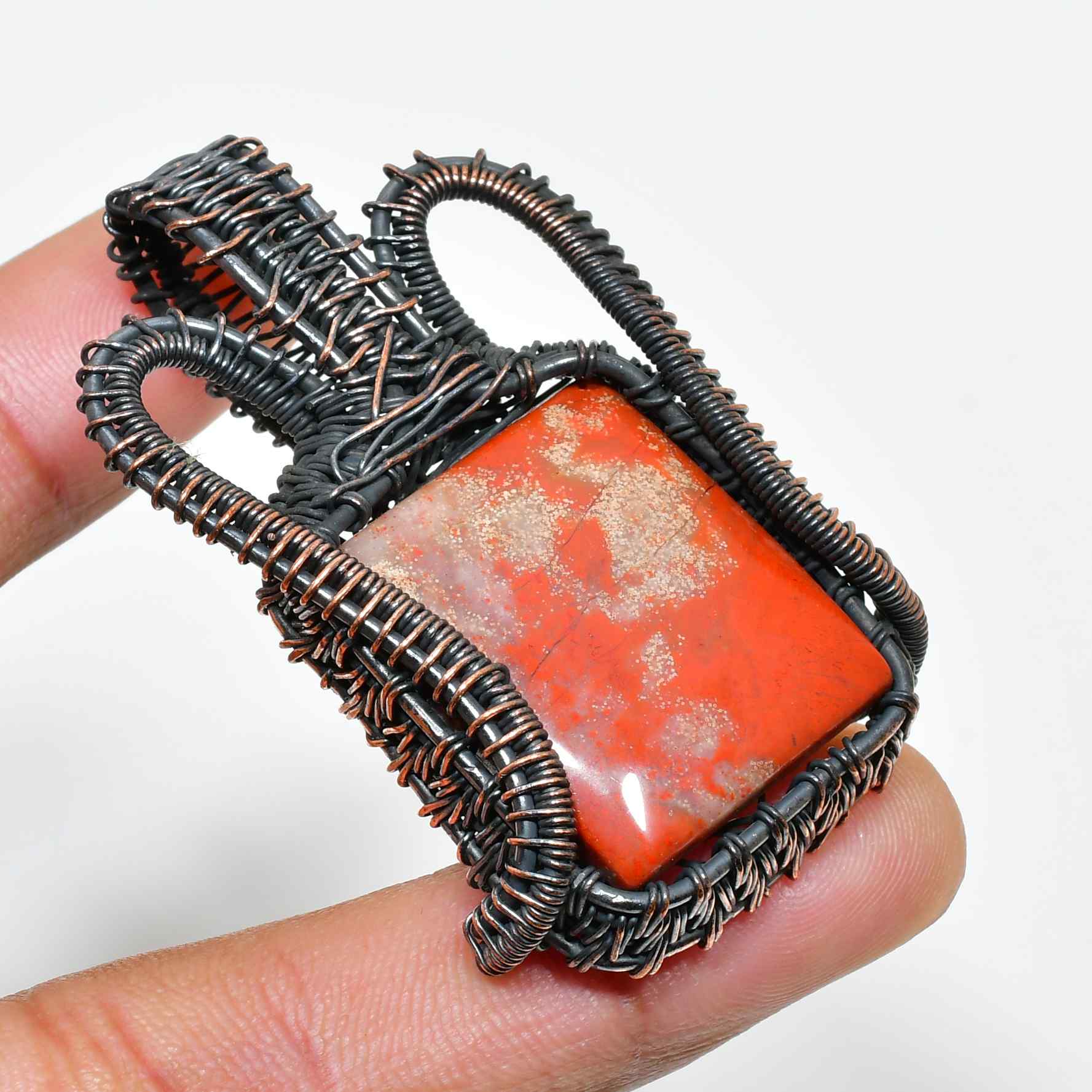 Ember Essence – Jasper & Blackened Copper Pendant
