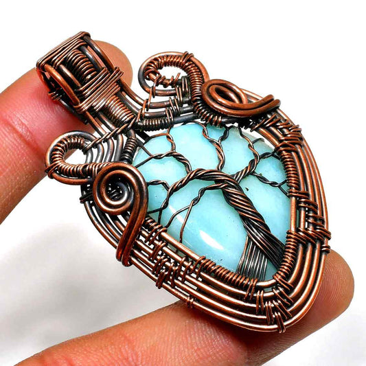 Celestial Harmony – Larimar Copper Pendant