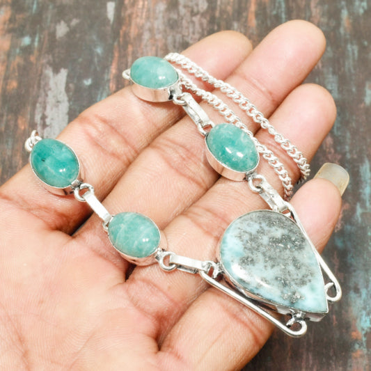 Serenity’s Embrace – Sterling Silver Variscite Bracelet