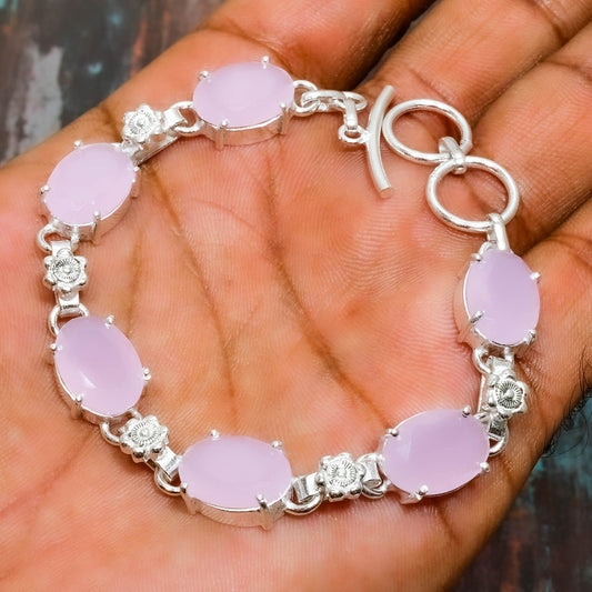 Aura’s Embrace – Rose Quartz & Silver Bracelet