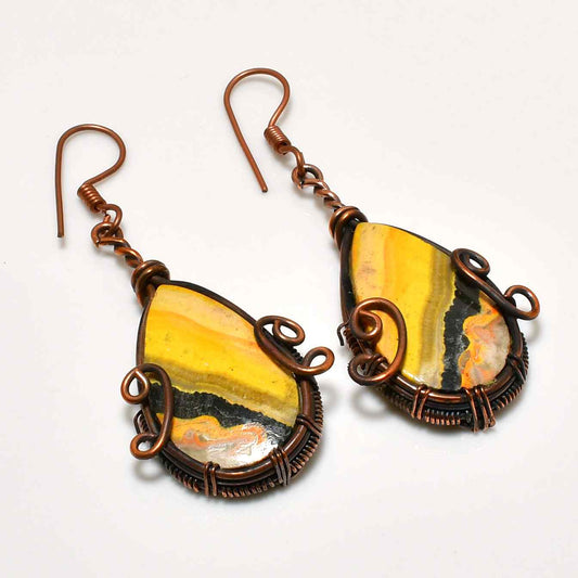 Solar Eclipse – Jasper Copper Earrings