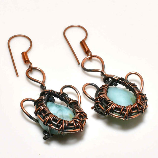 Tranquil Tide – Aqua Stone Copper Earrings