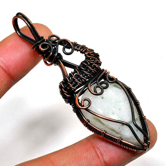Celestial Grace – Oxidized Copper Quartz Pendant