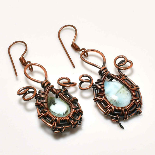 Sea’s Embrace – Aquamarine & Copper Earrings