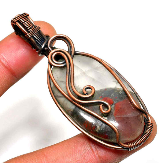 Harmonia’s Glow – Double-Layered Copper Stone Pendant