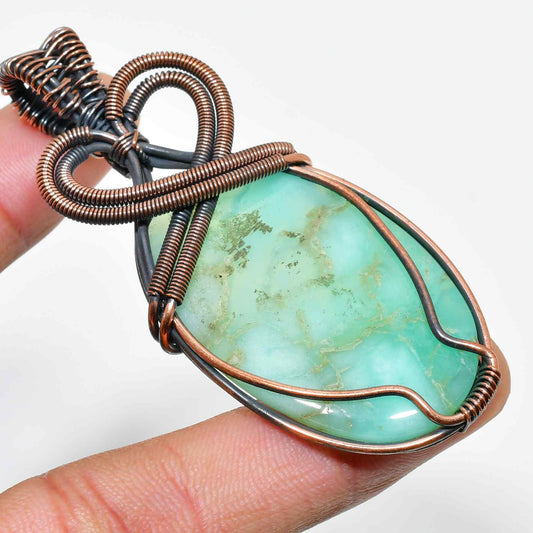 Ocean’s Embrace – Turquoise & Copper Wave Pendant