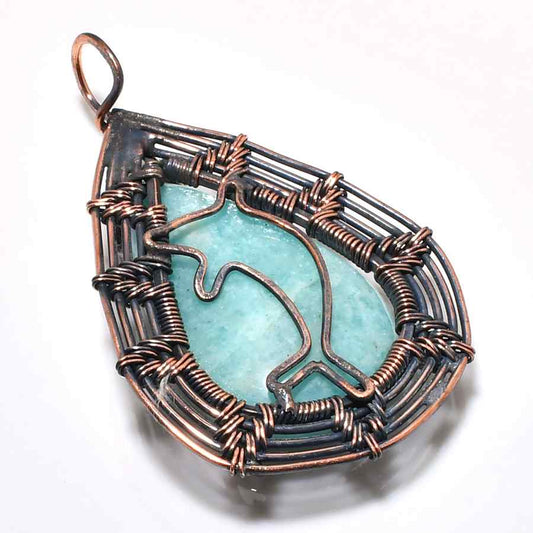 Tranquil Tides – Aquamarine Copper Dreamcatcher Pendant
