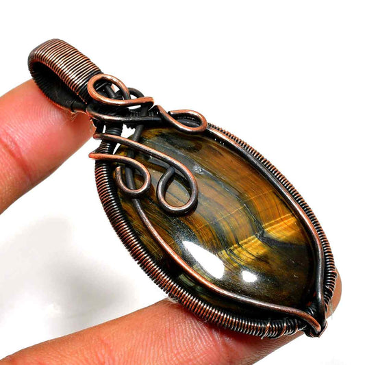 Mystic Eye – Copper-Wrapped Tiger’s Eye Pendant