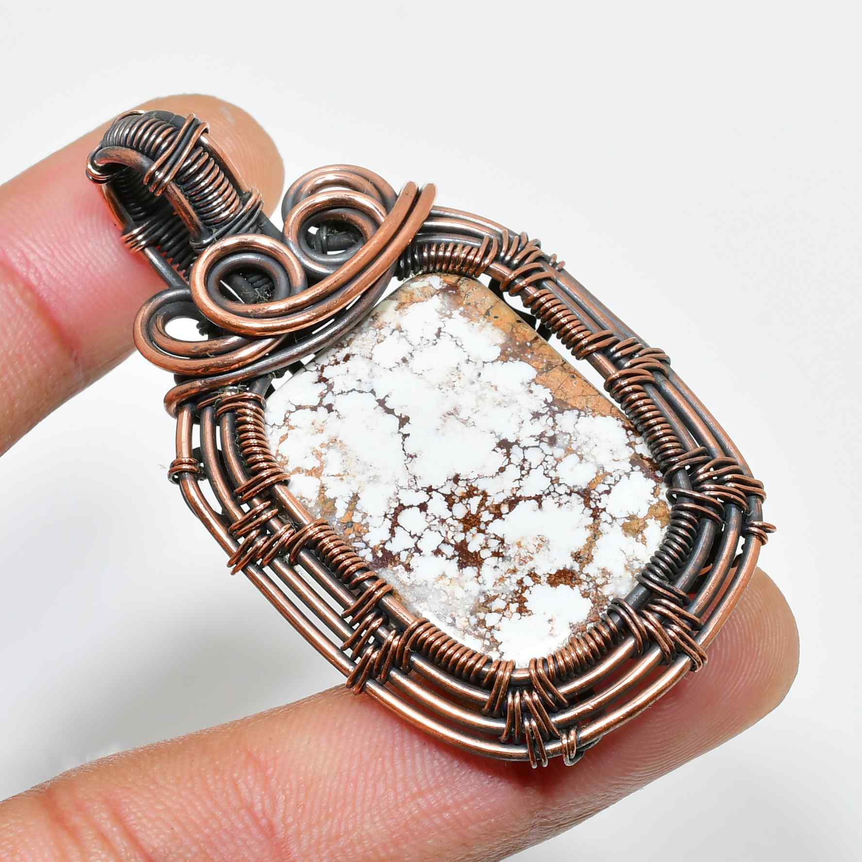 Starlit Guardian – Copper-Wrapped Natural Stone Pendant