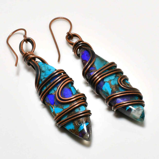Isla’s Harmony – Turquoise & Purple Copper Earrings