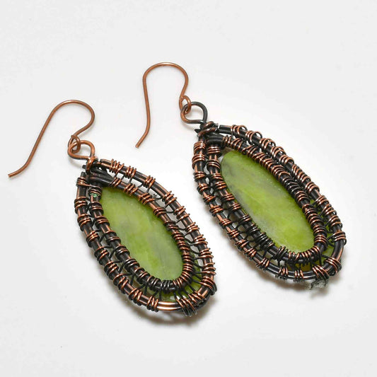 Serenity’s Embrace – Jade Copper Earrings