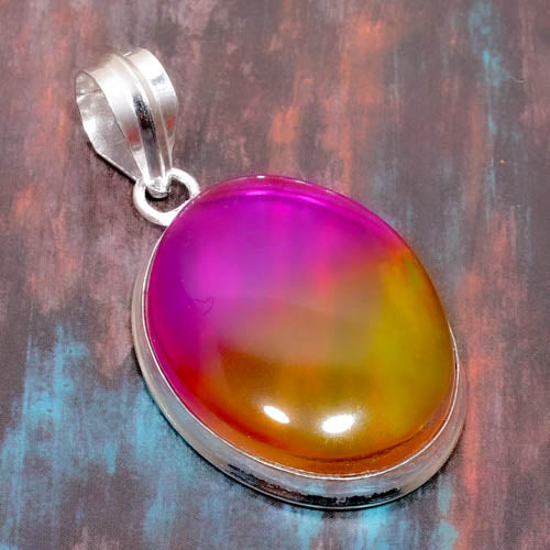 Illumina Radiance – Pink & Yellow Agate Sterling Silver Pendant