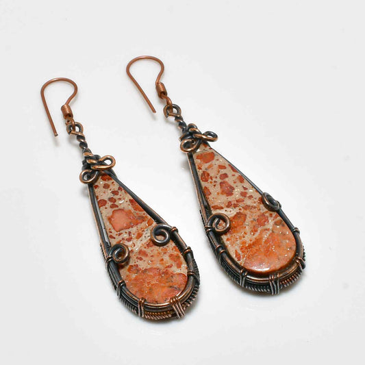 Earth’s Embrace – Poppy Jasper Copper Earrings