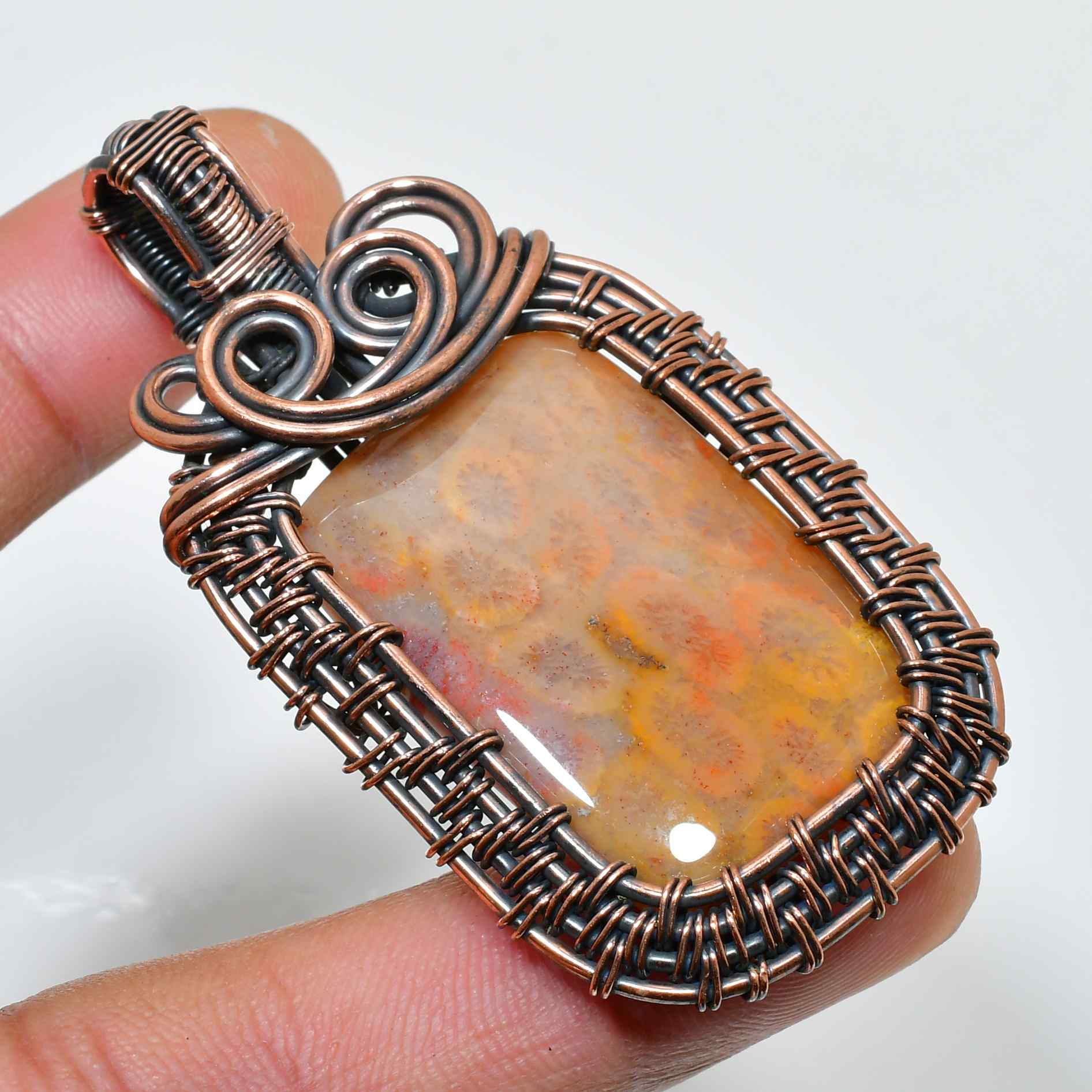 Gaia’s Embrace – Agate Copper Pendant
