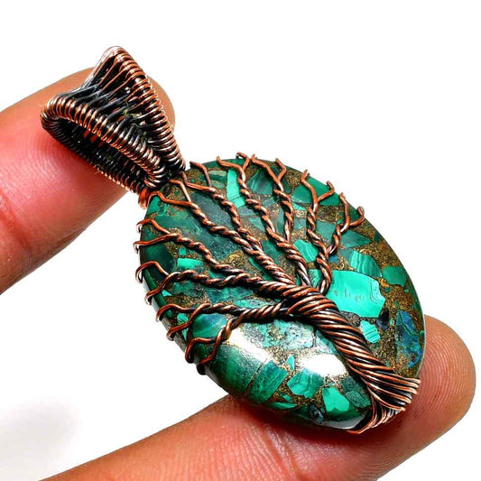 Verdant Harmony – Malachite & Copper Pendant