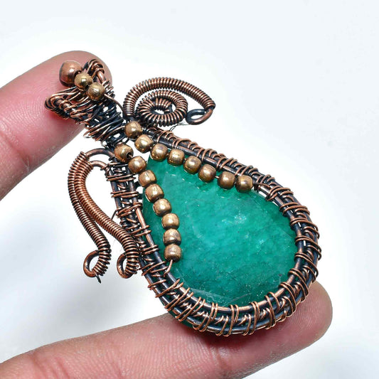 Ember’s Essence – Green Aventurine Copper Pendant