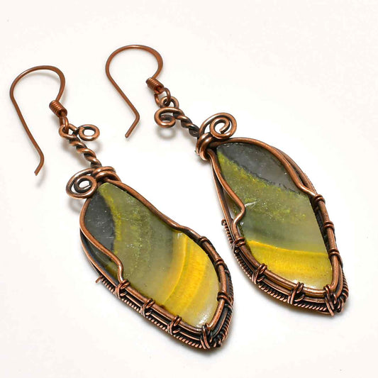 Gaia’s Grace – Natural Stone Copper Earrings