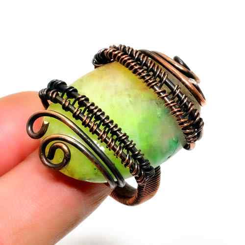 Horizon’s Embrace – Green Gemstone Copper Ring