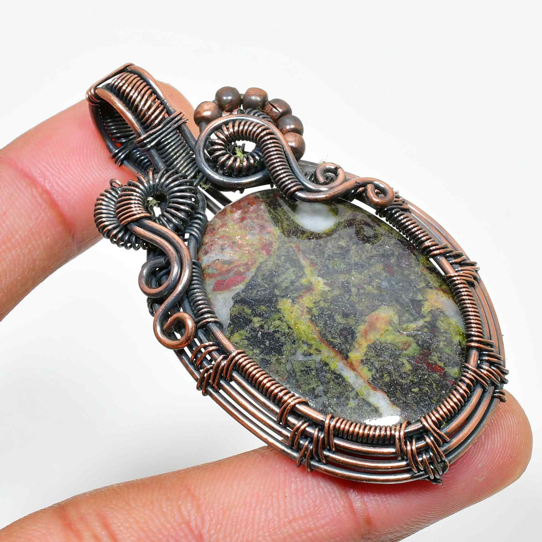 Earth’s Embrace – Jasper & Copper Wire Pendant