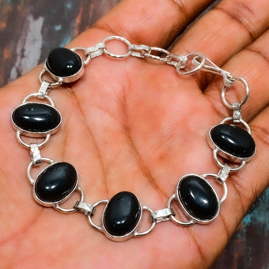 Ebon Aegis – Onyx & Sterling Silver Bracelet